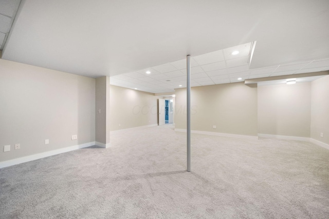 5583 Durrett Rd, Orient, OH 43146 - finished below grade area with recessed lighting, light carpet, and a drop ceiling