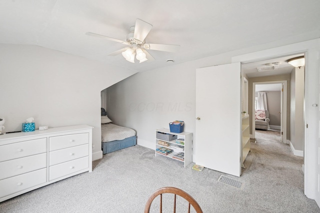 105 Marks Ave, Lancaster, OH 43130 - bedroom with light carpet, ceiling fan, and vaulted ceiling