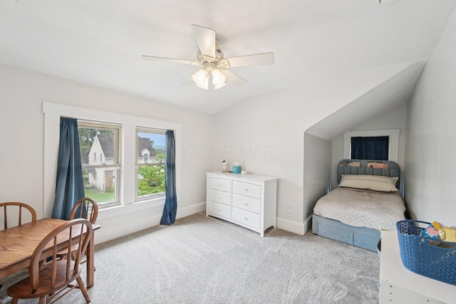 105 Marks Ave, Lancaster, OH 43130 - bedroom featuring light colored carpet, lofted ceiling, and a ceiling fan