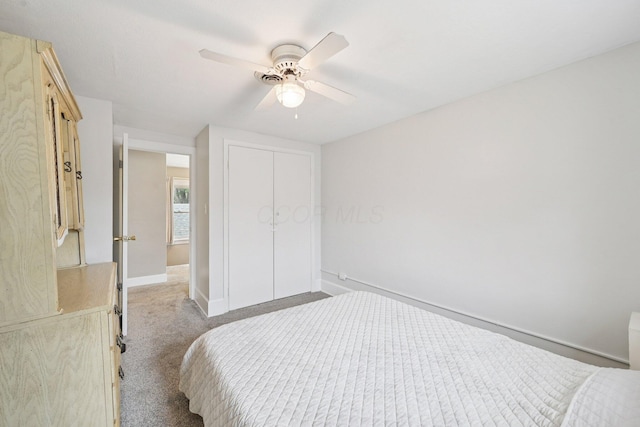 105 Marks Ave, Lancaster, OH 43130 - bedroom with light carpet, a closet, and ceiling fan