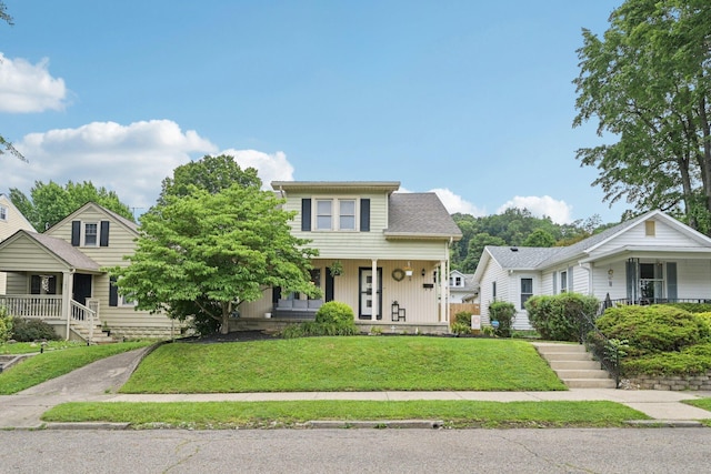 105 Marks Ave, Lancaster, OH 43130 - bungalow-style house featuring a porch, a front yard, and stairway