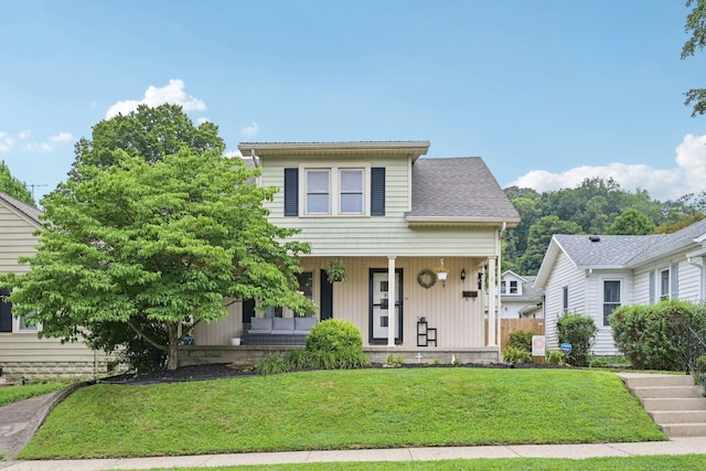 105 Marks Ave, Lancaster, OH 43130 - view of front of house featuring covered porch and a front lawn