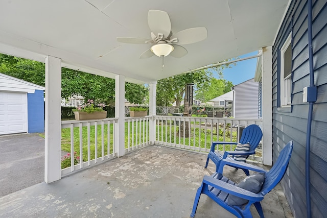 2931 Templeton Rd, Columbus, OH 43209 - view of patio / terrace featuring ceiling fan and an outdoor structure
