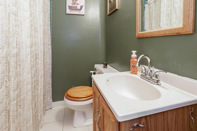 2521 Glenmawr Ave, Columbus, OH 43202 - bathroom with vanity, tile patterned floors, and a shower with curtain