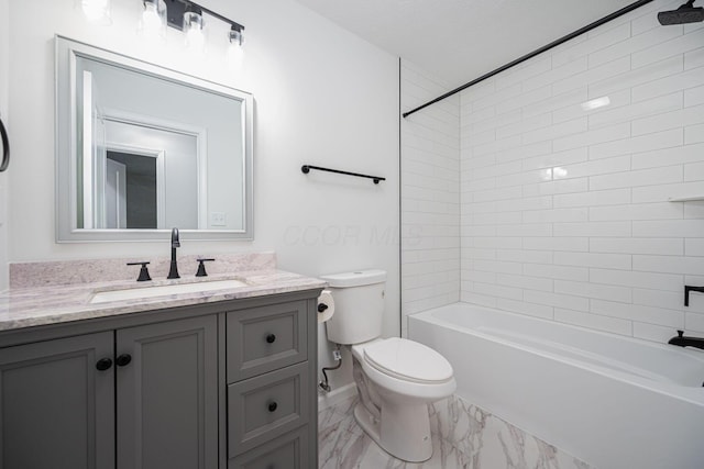 260 Old Coach Pl, Canal Winchester, OH 43110 - bathroom featuring vanity, shower / bath combination, and marble finish flooring