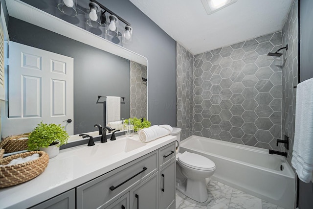 29 Victorian Gate Way, Columbus, OH 43215 - bathroom with vanity, shower / bath combination, and marble look tile flooring