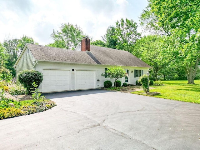 7860 Peter Hoover Rd, New Albany, OH 43054 - single story home with a chimney, driveway, an attached garage, and a front yard