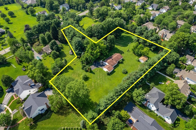 5650 Harlem Rd, New Albany, OH 43054 - aerial perspective of suburban area featuring property parcel outlined