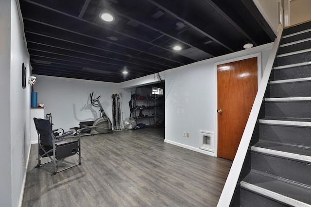 677 Fallside Ln, Westerville, OH 43081 - workout room with wood finished floors and baseboards