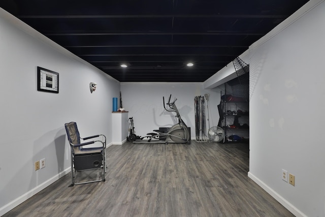 677 Fallside Ln, Westerville, OH 43081 - exercise area with wood finished floors and recessed lighting