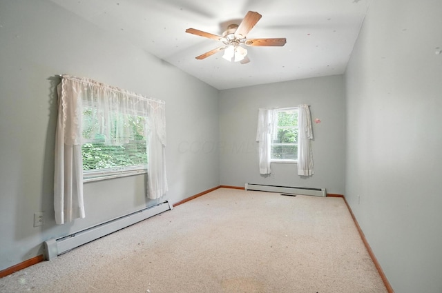 5050 Bixby Rd, Groveport, OH 43125 - spare room featuring a baseboard heating unit, a ceiling fan, and carpet
