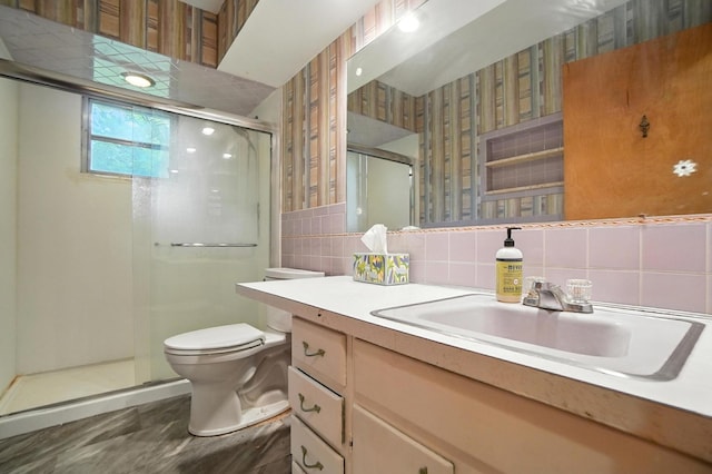 5050 Bixby Rd, Groveport, OH 43125 - full bathroom with vanity, a shower stall, and backsplash