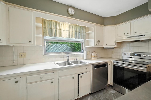 5050 Bixby Rd, Groveport, OH 43125 - kitchen with stainless steel appliances, open shelves, under cabinet range hood, and backsplash