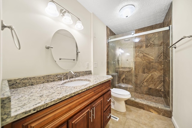 3254 Brookview Way Unit 15, Columbus, OH 43221 - full bathroom featuring vanity, a stall shower, a textured ceiling, and tile patterned floors