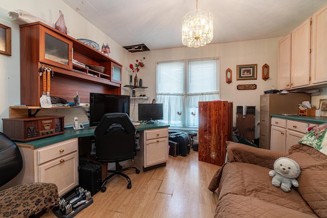 83 2nd St, Shelby, OH 44875 - office space featuring light wood-style flooring and a chandelier