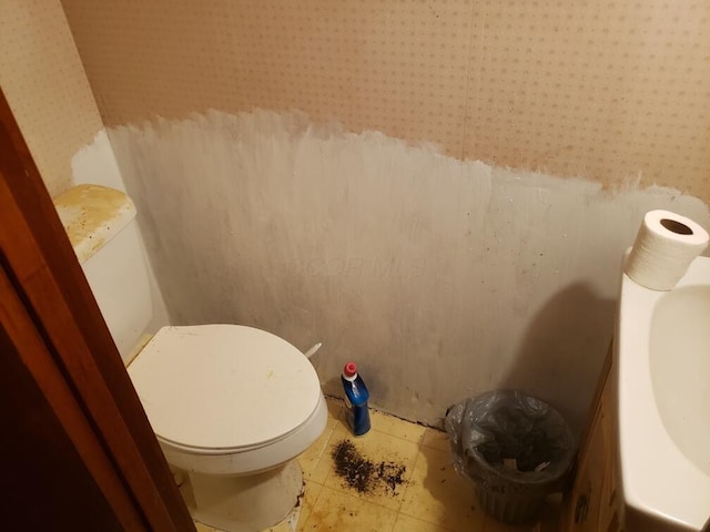 28462 Osborne Rd, Coolville, OH 45723 - bathroom with toilet and wallpapered walls