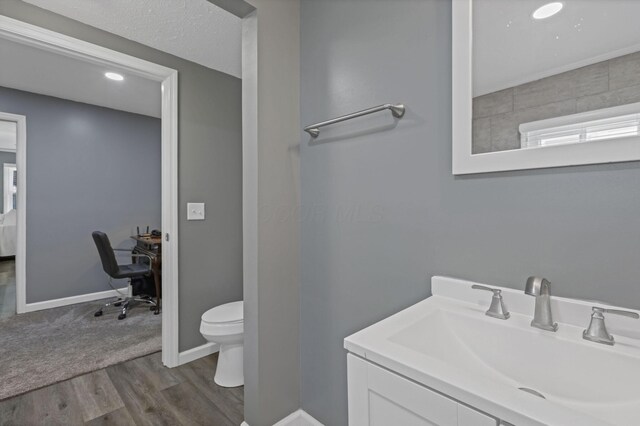 716 N Mount Pleasant Ave, Lancaster, OH 43130 - bathroom with wood finished floors, vanity, and recessed lighting