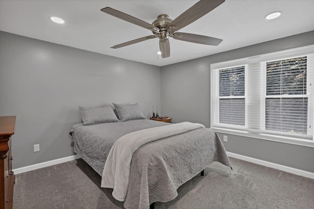 716 N Mount Pleasant Ave, Lancaster, OH 43130 - bedroom with carpet flooring, recessed lighting, and ceiling fan