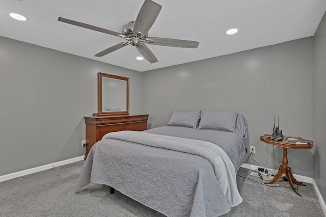 716 N Mount Pleasant Ave, Lancaster, OH 43130 - bedroom featuring carpet floors, recessed lighting, and a ceiling fan