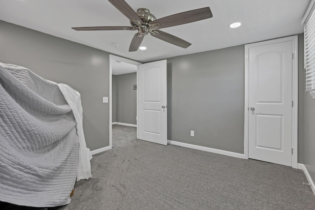716 N Mount Pleasant Ave, Lancaster, OH 43130 - unfurnished bedroom with carpet flooring, recessed lighting, and a ceiling fan