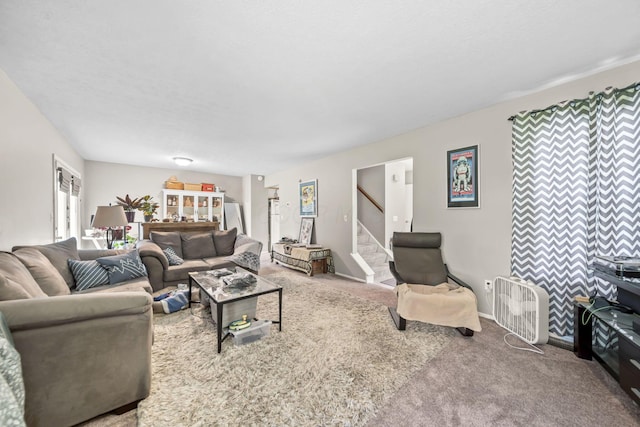 1290 Paddington Ct, Columbus, OH 43230 - living room featuring carpet flooring and stairway