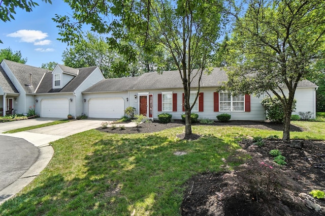 6281 Mcnaughten Place Ln Unit 24, Columbus, OH 43213 - view of front of house featuring an attached garage, driveway, a front yard, and roof with shingles