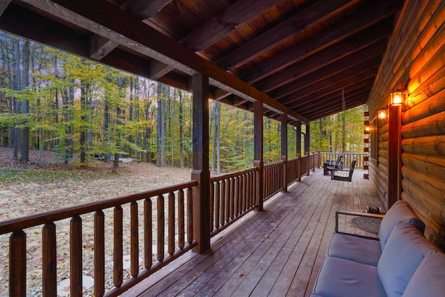 16651 Skinner Rd, Logan, OH 43138 - wooden deck featuring a wooded view