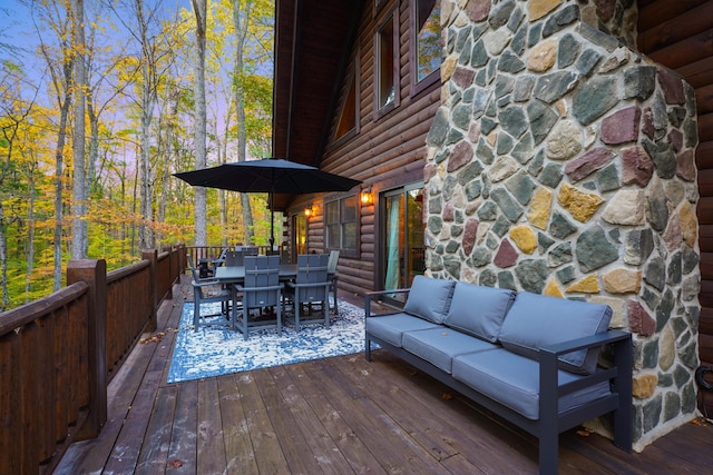 16651 Skinner Rd, Logan, OH 43138 - wooden terrace with outdoor dining area and outdoor lounge area