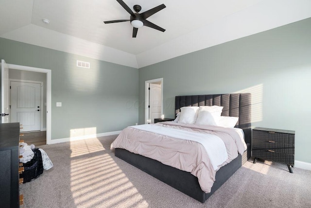 4881 Hoover Rd, Grove City, OH 43123 - bedroom featuring carpet, vaulted ceiling, and ceiling fan