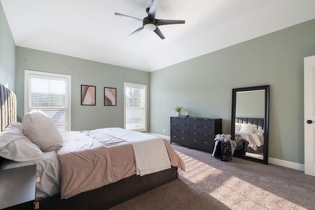 4881 Hoover Rd, Grove City, OH 43123 - carpeted bedroom featuring vaulted ceiling and a ceiling fan