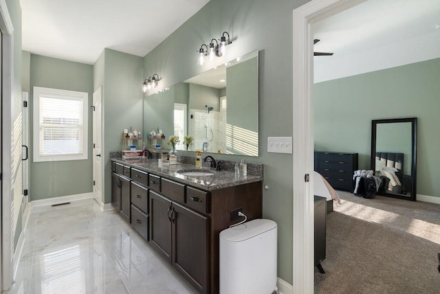 4881 Hoover Rd, Grove City, OH 43123 - ensuite bathroom featuring vanity, a shower, and marble finish flooring