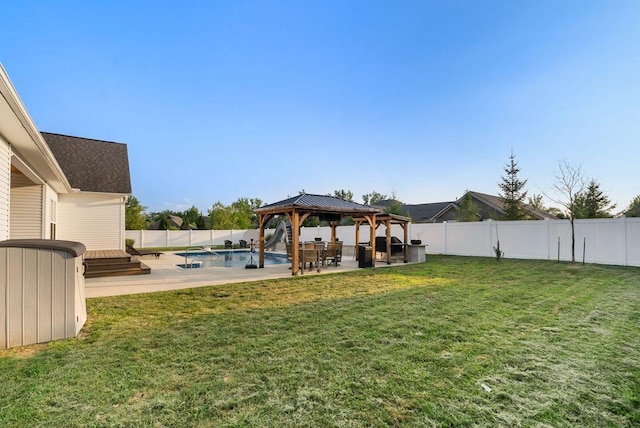 4881 Hoover Rd, Grove City, OH 43123 - fenced backyard with a gazebo and a patio