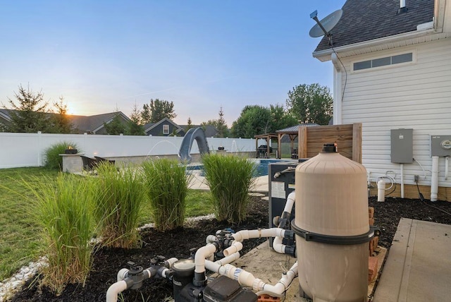 4881 Hoover Rd, Grove City, OH 43123 - fenced backyard featuring a gazebo