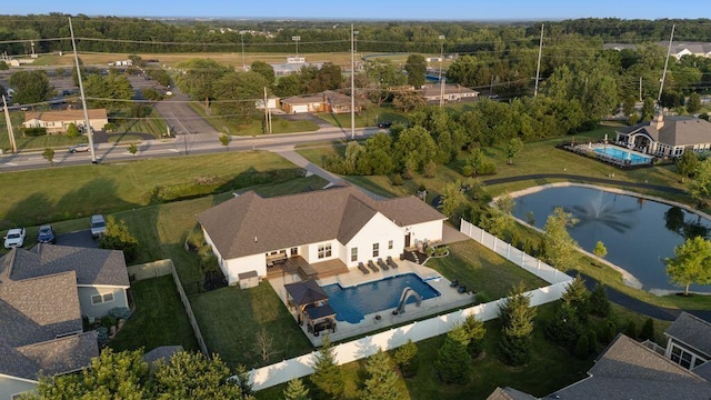 4881 Hoover Rd, Grove City, OH 43123 - drone / aerial view of a pool and a large body of water