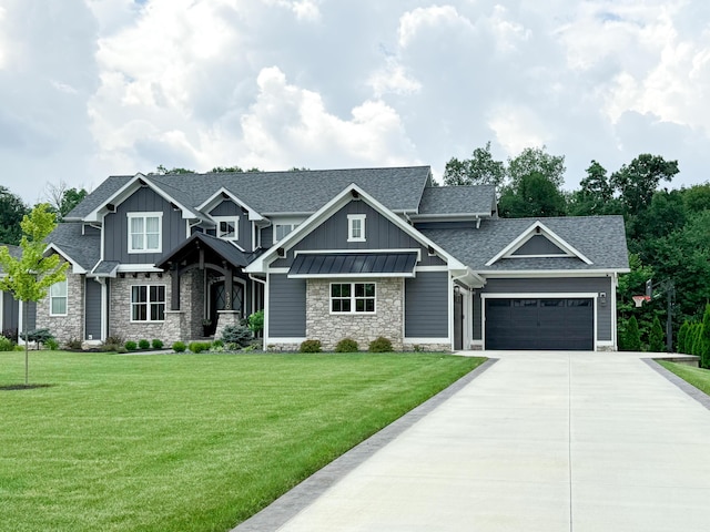 5470 Maple Glen Dr, Galena, OH 43021 - craftsman-style home featuring stone siding, driveway, board and batten siding, and roof with shingles