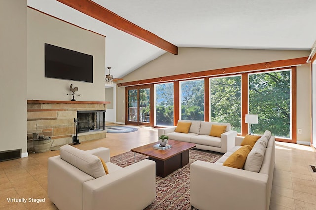1725 Graham Dr NE, Lancaster, OH 43130 - living area with a fireplace with raised hearth and baseboards