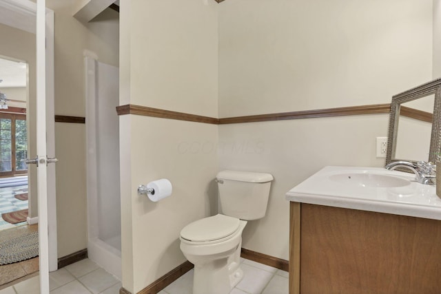 1725 Graham Dr NE, Lancaster, OH 43130 - bathroom with vanity, a shower with shower curtain, and tile patterned floors