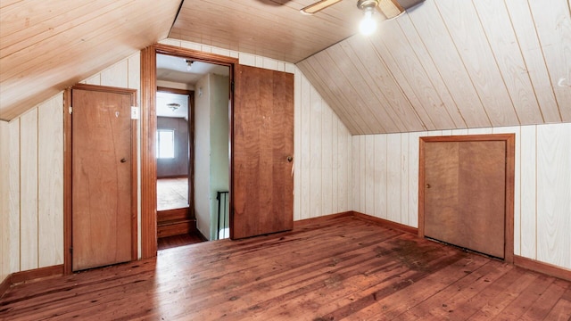 1822 W Mound St, Columbus, OH 43223 - bonus room with hardwood / wood-style flooring, vaulted ceiling, and wood walls