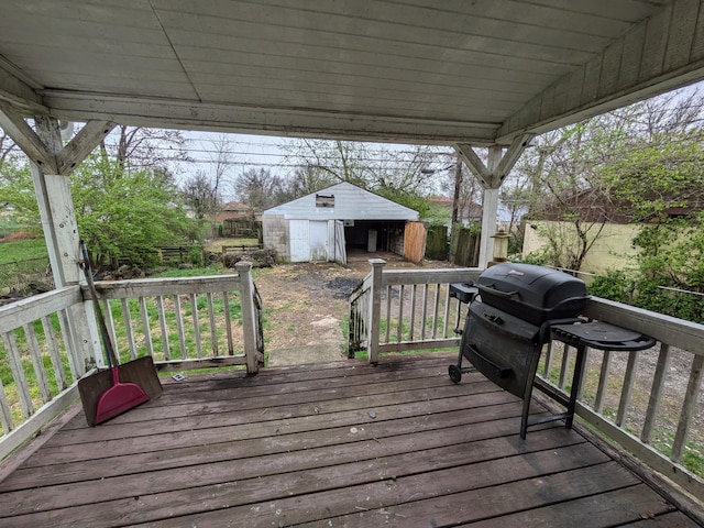 1325 Smith Rd, Columbus, OH 43207 - wooden deck featuring an outbuilding and a grill