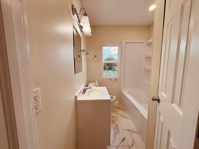 3067 E 13th Ave, Columbus, OH 43219 - full bathroom featuring vanity, marble look tiles, and shower / bath combination