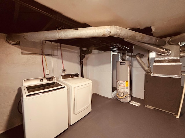 3067 E 13th Ave, Columbus, OH 43219 - unfinished basement featuring gas water heater, washer and clothes dryer, and heating unit