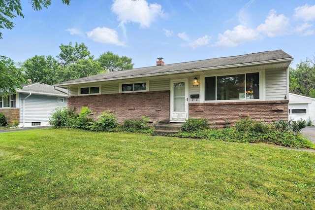 3563 Astor Ave, Columbus, OH 43227 - ranch-style house featuring brick siding, a front lawn, and a chimney