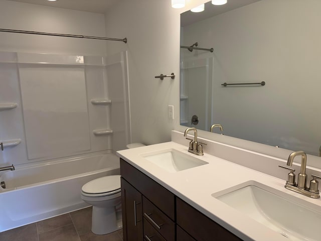 8760 Apricot Way Lot 1917, Plain City, OH 43064 - bathroom featuring double vanity, shower / bath combination, and tile patterned floors