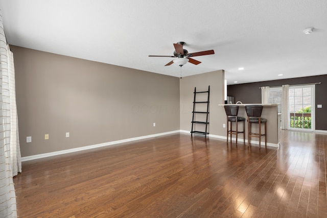 3839 Rubythroat Dr, Columbus, OH 43230 - living room with ceiling fan, dark wood finished floors, and recessed lighting