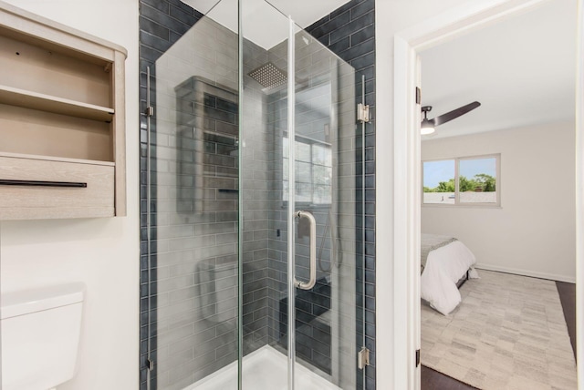 2664 Sonata Dr, Columbus, OH 43209 - ensuite bathroom featuring a shower stall and a ceiling fan