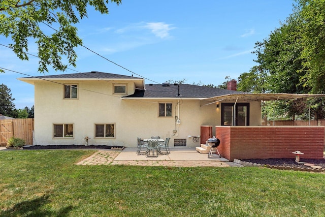 2664 Sonata Dr, Columbus, OH 43209 - back of house featuring stucco siding, a patio, and a chimney