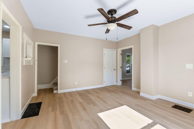 3189 E 6th Ave, Columbus, OH 43219 - unfurnished bedroom with light wood-style floors and a ceiling fan