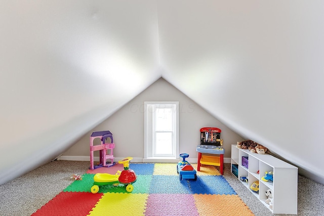 3189 E 6th Ave, Columbus, OH 43219 - rec room featuring vaulted ceiling and carpet floors