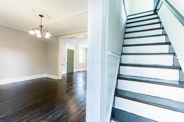 186 S Walnut St, Chillicothe, OH 45601 - stairs with wood-type flooring and a chandelier