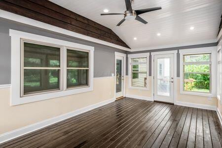 5200 Garmouth Ct, Columbus, OH 43221 - unfurnished sunroom with lofted ceiling